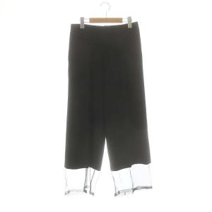 ドライタッチジョーゼットワイドパンツ センタープレス チュール ジッパーフライ 38 ブラック /DO