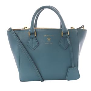 レザー ショルダーバッグ 2wayバッグ ハンドバッグ ロゴ 青 ブルー /SR2