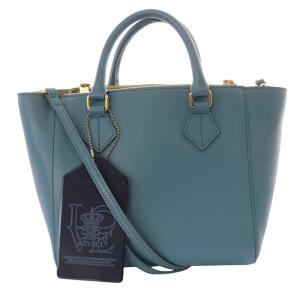 A.D.M.J. レザー ショルダーバッグ 2wayバッグ ハンドバッグ ロゴ 青 ブルー /SR2