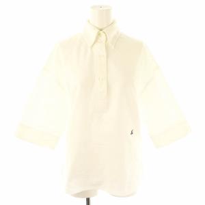 ハーフボタン ショートスリーブシャツ ブラウス 半袖 プルオーバー BD ボタンダウン コットン XS 白