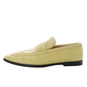 BOTTEGA VENETA ローファー スリッポン スクエアトゥ 型押し レザー 39.5 イエロー /YO14