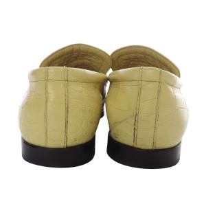 BOTTEGA VENETA ローファー スリッポン スクエアトゥ 型押し レザー 39.5 イエロー /YO14