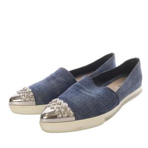 miumiu スリッポン スニーカー 切り替えトゥ デニム 38.5 ネイビー 5S9772 /YO10