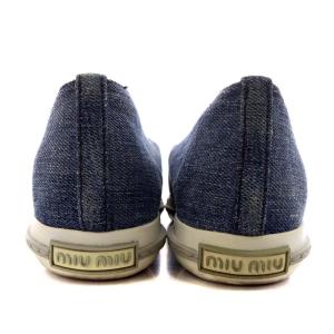 miumiu スリッポン スニーカー 切り替えトゥ デニム 38.5 ネイビー 5S9772 /YO10