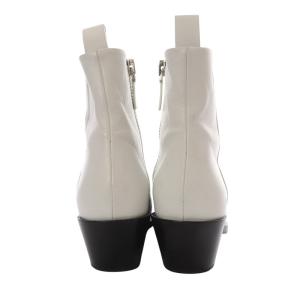 JIL SANDER ブーツ ショート ハイヒール ポインテッドトゥ サイドジップ レザー 40 ホワイト /YO9