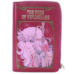 ベルサイユのばら 漫画サイフ 二つ折り財布 L字ファスナー ホック レザー 紫 パープル /SB OS