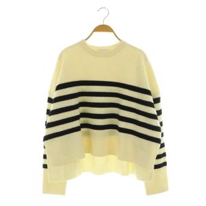 23AW 畦ボーダークルーネックプルオーバー ウールカシミア ホワイト /MY OS