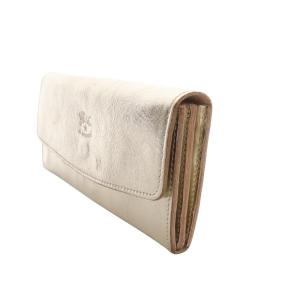 IL BISONTE 長財布 二つ折り メタリック カーフレザー ゴールド色 54192305940