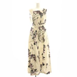 24SS リネンフラワースクエアネックワンピース 36 ベージュ