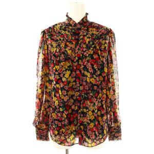 フローラル クリンクル ジョーゼットブラウス シャツ 長袖 XXS TTP ボルドー マルチカラー /ES