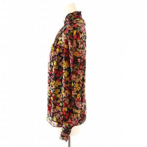 LAUREN RALPH LAUREN フローラル クリンクル ジョーゼットブラウス シャツ 長袖 XXS TTP ボルドー マルチカラー /ES