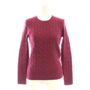 ケーブル ウールカシミヤ クルーネック セーター 長袖 XS パープル /HK OS