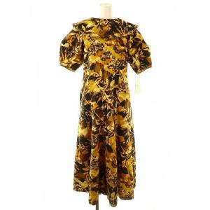 衿付き 総柄 ワンピース 1 黄色 黒 茶 /MI OS