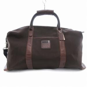 6398 ボストンバッグ ショルダー レザートリム 茶 ブラウン /UO