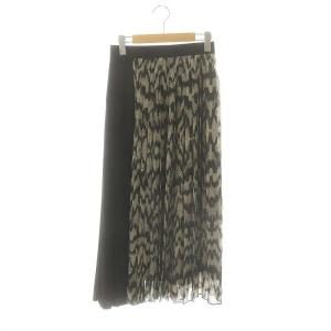 23AW レオパードプリントスカート フレア 36 黒 ベージュ /MI OS
