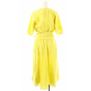 EPOCA リネン混 カシュクールワンピース ロング 半袖 38 イエロー