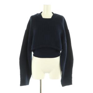 23AW ツーピースクロップドニット セーター ショート丈 ボリュームスリーブ ベスト F ネイビー /MY