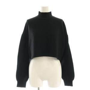 23AW ハイネッククロップドニットプルオーバー セーター ウール混 F 黒 /MI OS