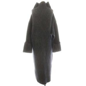ETRE TOKYO ダブルカラーボリュームニットワンピース ウール カシミヤ混 F 紺 グレー /MI OS