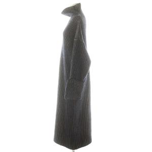 ETRE TOKYO ダブルカラーボリュームニットワンピース ウール カシミヤ混 F 紺 グレー /MI OS