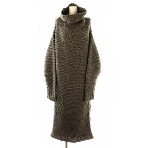 23AW タートルローゲージニットワンピース ロング 長袖 F グレー /HK OS