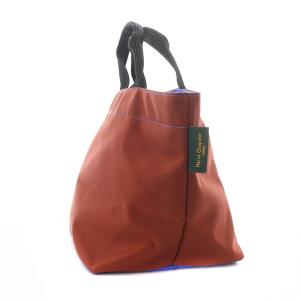 Hervé Chapelier 1027N ナイロン舟型トートM ハンドバッグ バイカラー ナイロン 茶 ブラウン 青 ブルー /SB