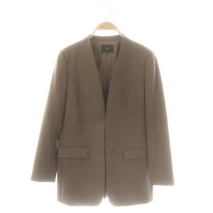 ノーカラージャケット 38 茶