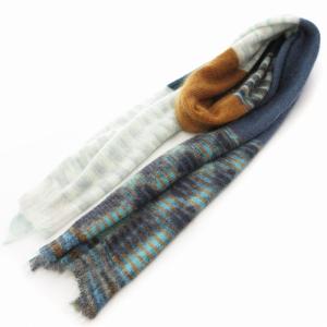 ストール マフラー モヘヤ 青系 マルチカラー /UO
