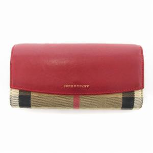 長財布 二つ折り ハウスチェック レッド ベージュ