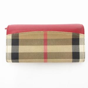 BURBERRY 長財布 二つ折り ハウスチェック レッド ベージュ