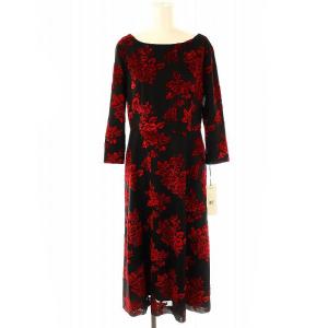 ラメベロアワンピース バックV 38 黒 赤