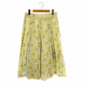 リバティ スカート フレア 花柄 38 水色 黄色 緑 /MI OS