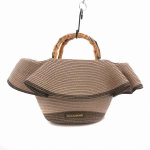美品 ブリムバスケット かごバッグ ハンドバッグ ロゴ 茶 ブラウン /FT