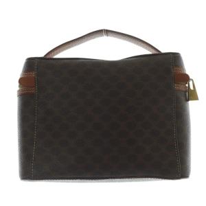 CELINE マカダム柄 バニティ ポーチ ハンドバッグ 茶色 ブラウン /SR28 OH