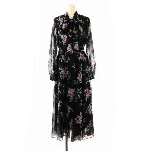 25SS フラワーレイヤーワンピース 38 ブラック
