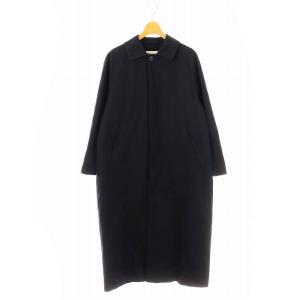 コットン ナイロン ステンカラー ロングコート S ネイビー