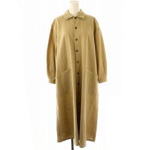 シャツワンピース ステンカラーロングコート リネン コットン 2WAY S ベージュ /DF OS