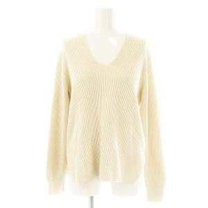 サイドスリット Vネック コットンニットプルオーバー 長袖 0 アイボリー /HK OS