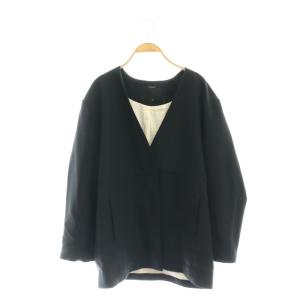 ノーカラージャケット 1 黒 ブラック /AT OS