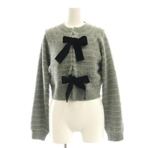24AW ベロアリボンカーディガン ニット クルーネック F グレー /AT OS