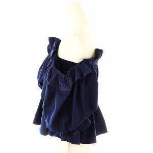 SNIDEL 24AW デニムギャザーオフショルブラウス 半袖 F 紺 ネイビー /AT OS