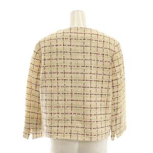 Max Mara Studio MaxMaraStudio ツイードチェック コットン ノーカラージャケット 42 アイボリー /HK OS