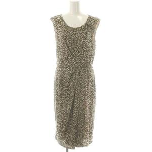 ノースリーブドットドレス 総柄 ロング L カーキ /HK OS