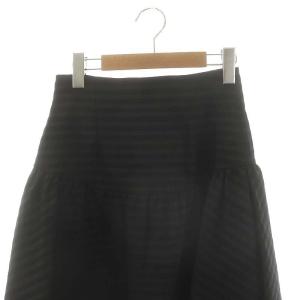 BORDERS at BALCONY オールボーダーベル スカート フレア 34 黒 /MI OS