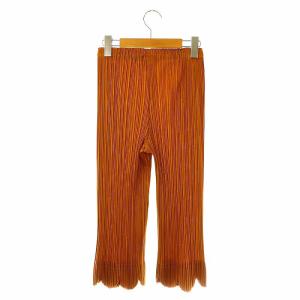 PLEATS PLEASE ISSEY MIYAKE スカラップパンツ プリーツ イージー クロップド 1 オレンジブラウン /DO OS