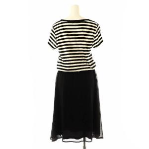 HYSTERIC GLAMOUR ボーダー 切替 半袖 ワンピース ドロスト 刺繍 F ブラック ホワイト レッド /ES OS