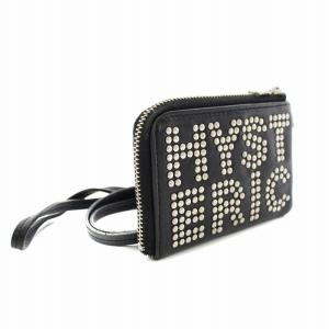HYSTERIC GLAMOUR ロゴスタッズ LOGO STUDS コインパース 小銭入れ コインケース ストラップ付き レザー 黒 ブラック