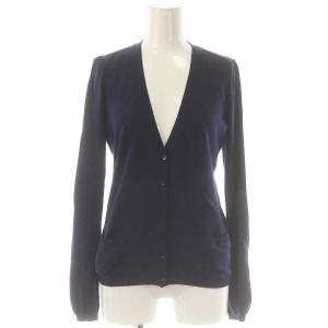 18GVカシミヤシルクVネックカーディガン ニット 長袖 1 パープルネイビー /DO OS