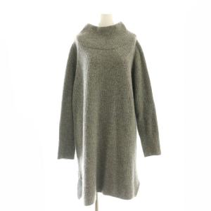 ウール ニットワンピース ひざ丈 ハイネック グレー /DF OS