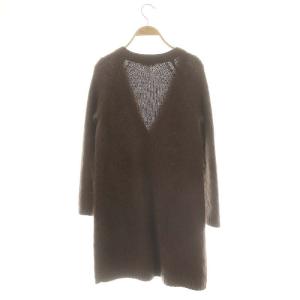 J&M DAVIDSON モヘヤVネックロングカーディガン ニット S ブラウン /DO OS